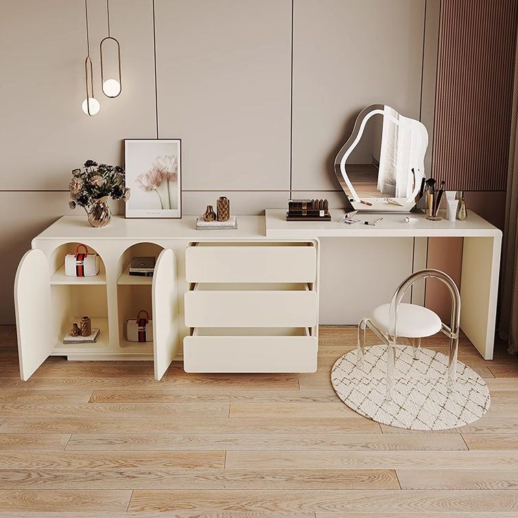 Earnell Modern Home Office Expandable Dresser Desk Combo With Storage With Drawers thumbnail 5