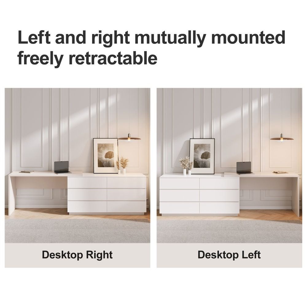 Amaly Modern Home Office Expandable Dresser Desk Combo with Drawers thumbnail 2