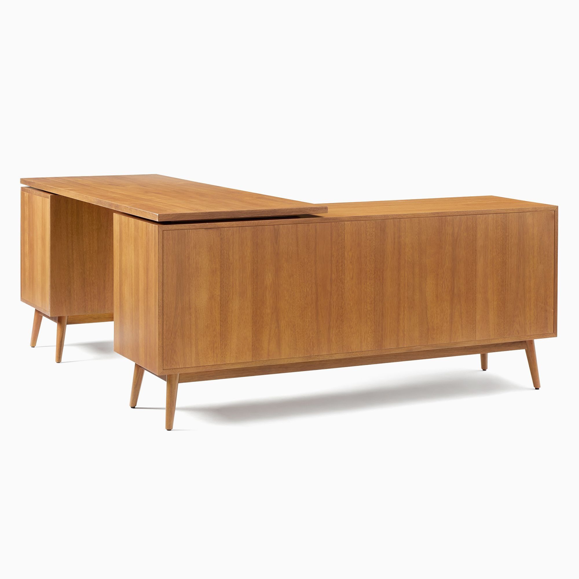 Mid Century Modular L Shape desk File Cabinet Bookcase thumbnail 4