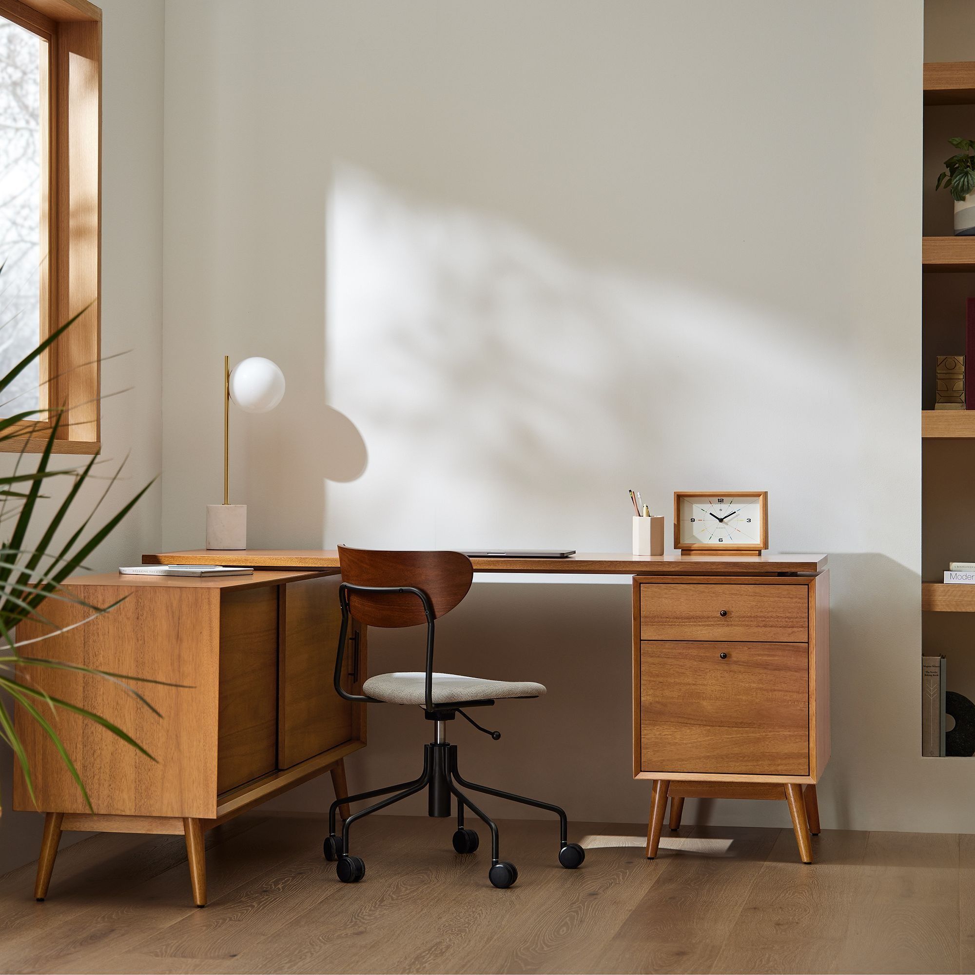 Mid Century Modular L Shape desk File Cabinet Bookcase thumbnail 8