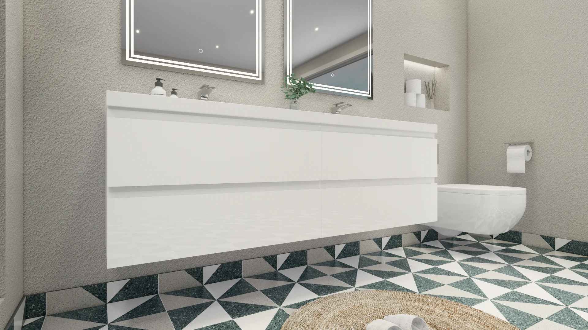Aylanna 72 Wall Mounted Double Bathroom Vanity Set thumbnail 2