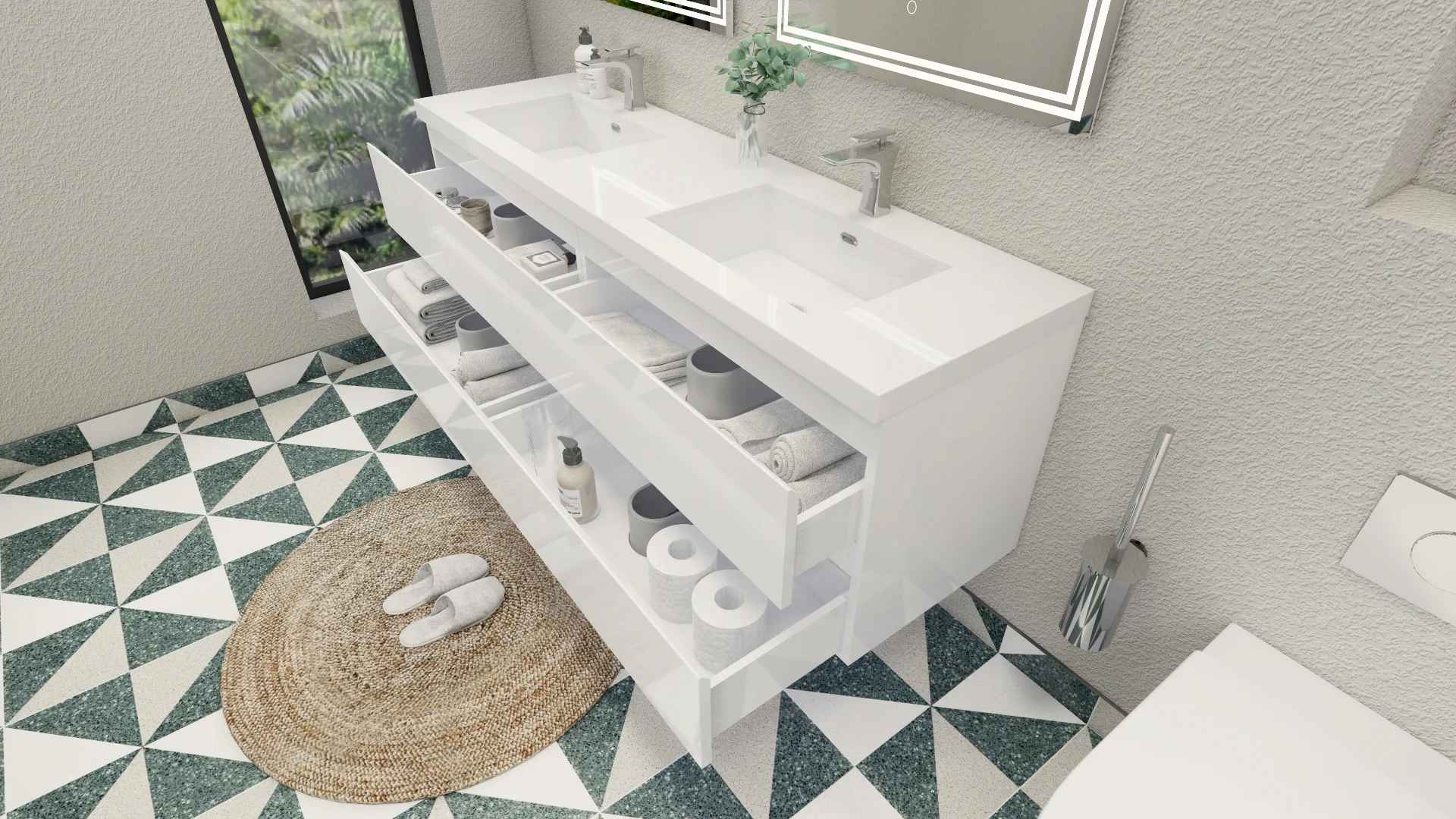 Aylanna 72 Wall Mounted Double Bathroom Vanity Set thumbnail 3