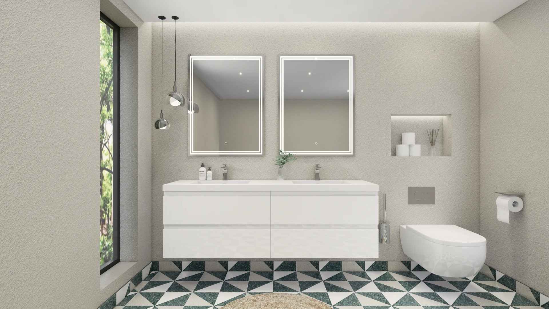 Aylanna 72 Wall Mounted Double Bathroom Vanity Set thumbnail 5