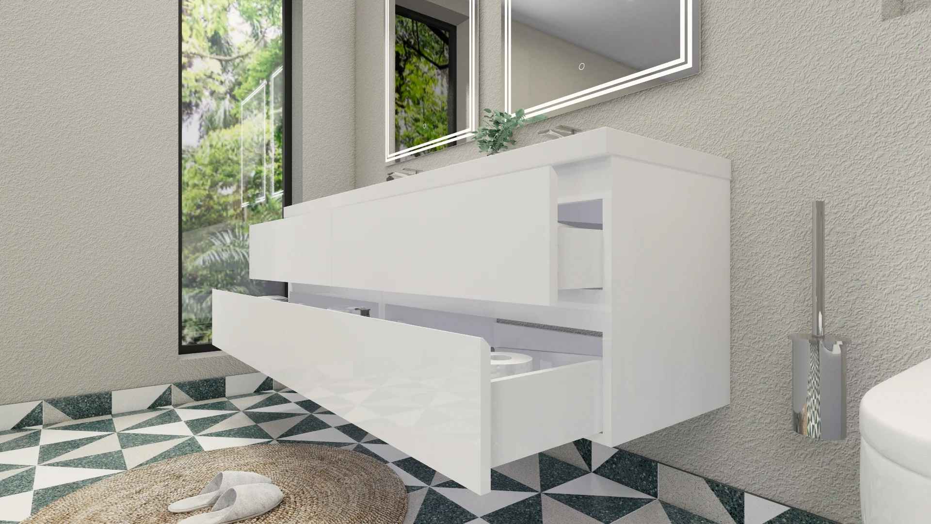 Aylanna 72 Wall Mounted Double Bathroom Vanity Set thumbnail 7