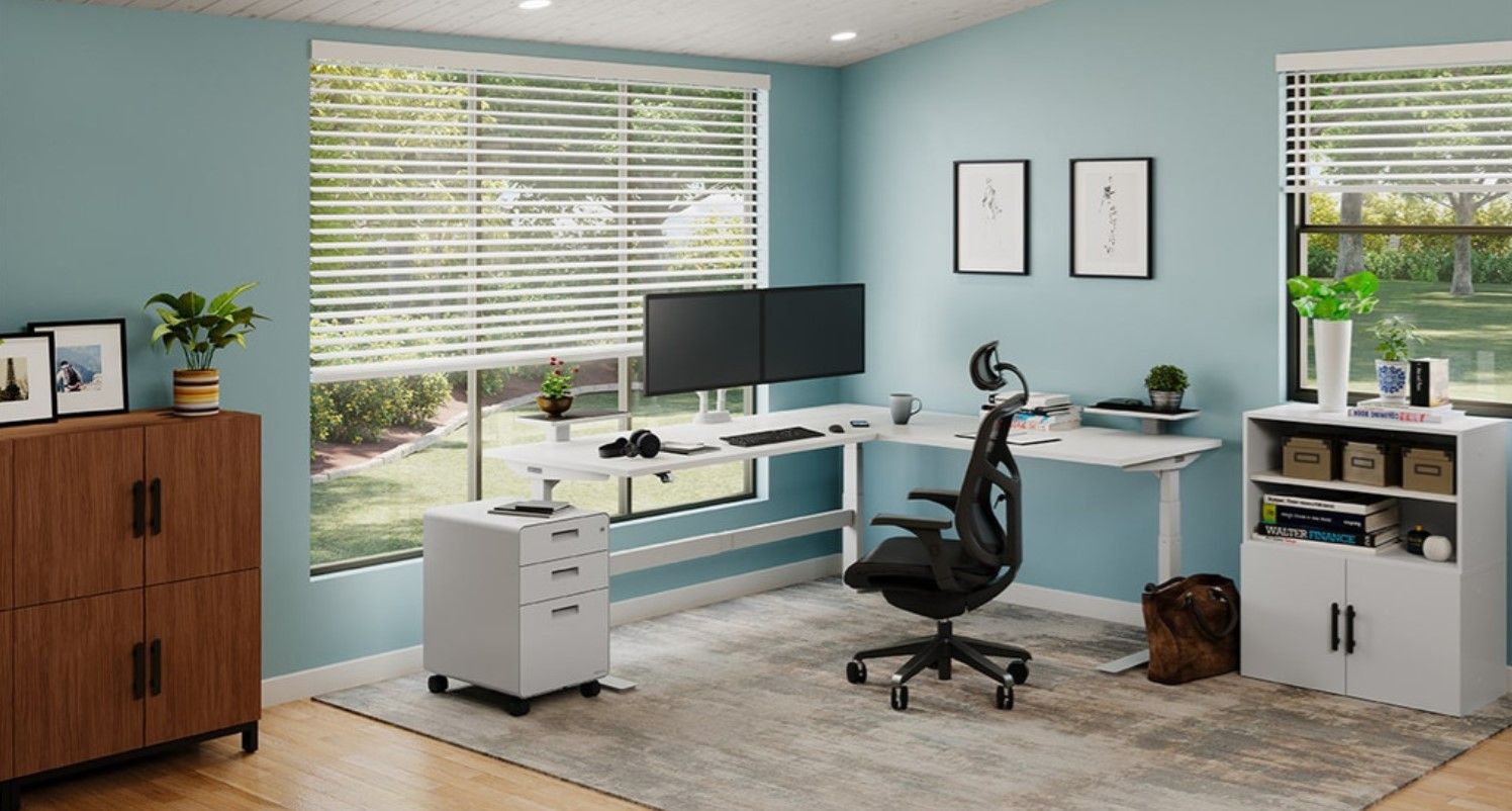 UPLIFT L Shaped Standing Desk 3 Leg thumbnail 2