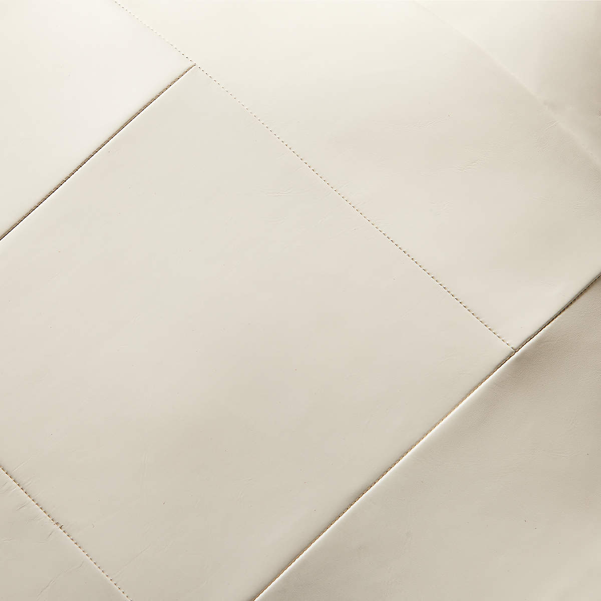 Aslant Warm White Leather Pouf Ottoman thumbnail 3