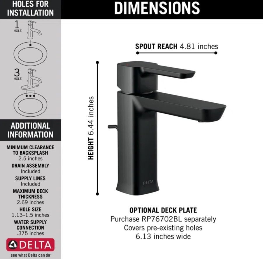 Modern Single Hole Bathroom Faucet with Drain Assembly thumbnail 3