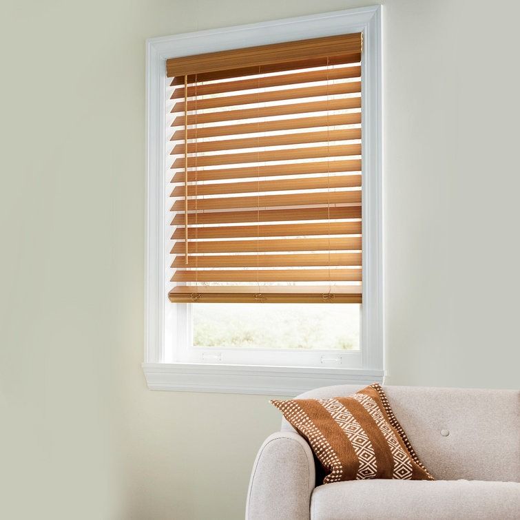 Room Darkening Cordless Faux Wood Blind thumbnail 3