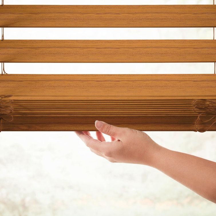 Room Darkening Cordless Faux Wood Blind thumbnail 4