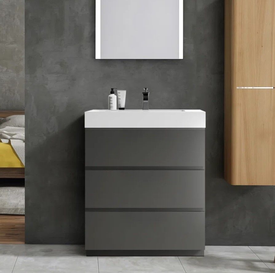 Mccalip 29'' Single Bathroom Vanity with Resin Top thumbnail 2