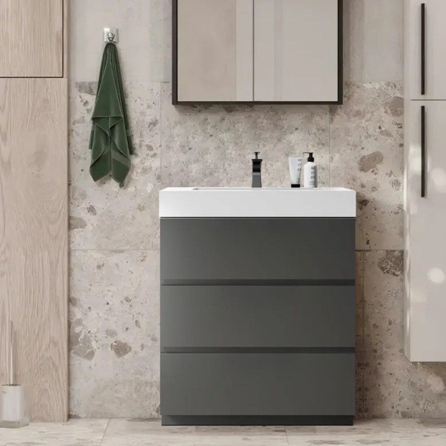 Mccalip 29'' Single Bathroom Vanity with Resin Top thumbnail 3