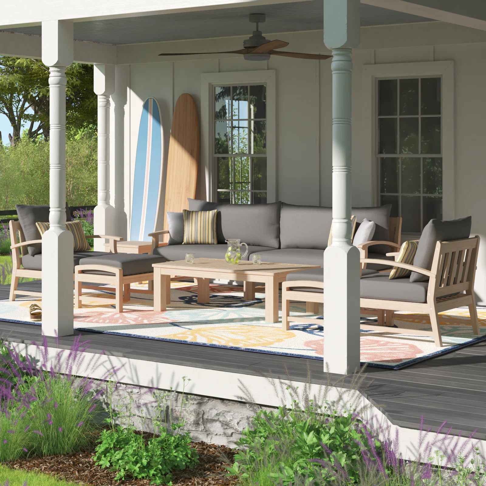 Griswald 5 Person Outdoor Seating Group with Cushions Chair thumbnail 2