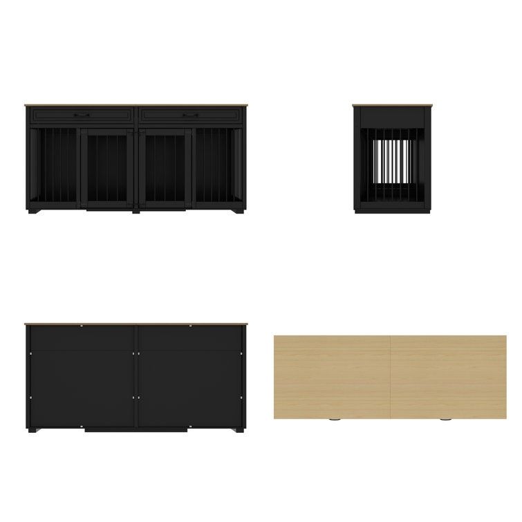 Dorilal Large Dog Crate Furniture With 2 Drawers And Divider thumbnail 3