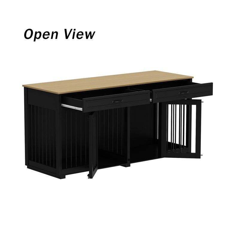 Dorilal Large Dog Crate Furniture With 2 Drawers And Divider thumbnail 4