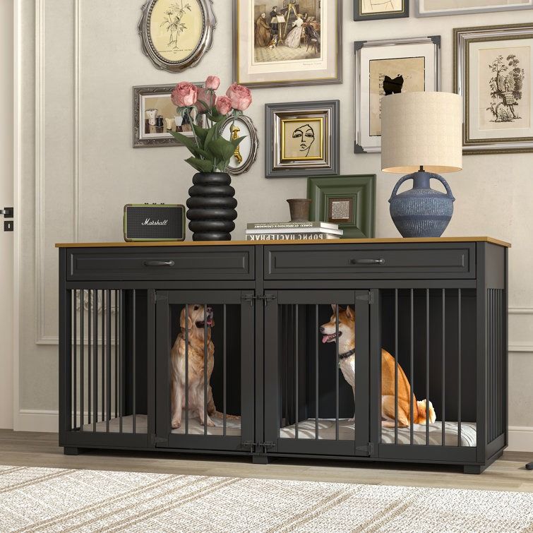 Dorilal Large Dog Crate Furniture With 2 Drawers And Divider thumbnail 8