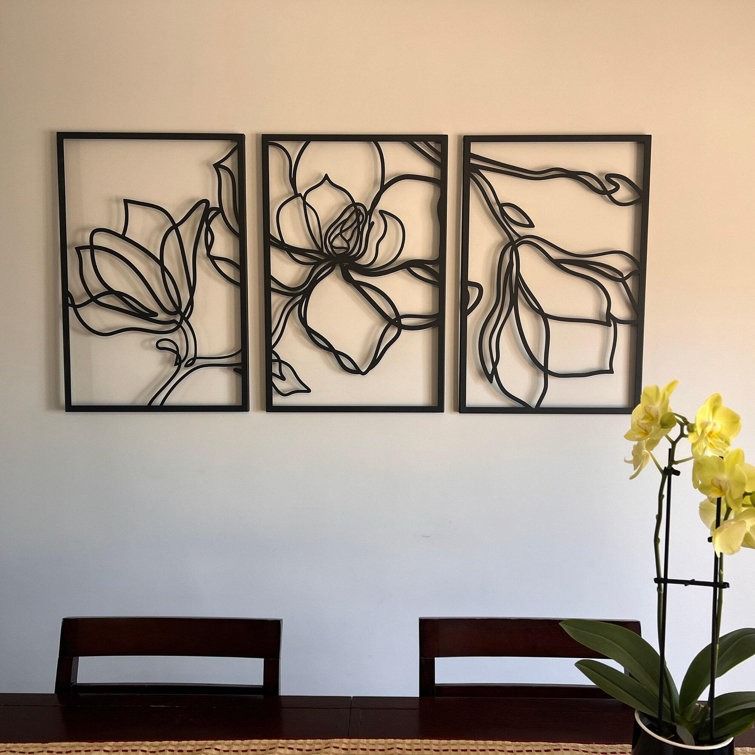 Metal Floral Wall Decor Set Piece Line Wall Art thumbnail 2