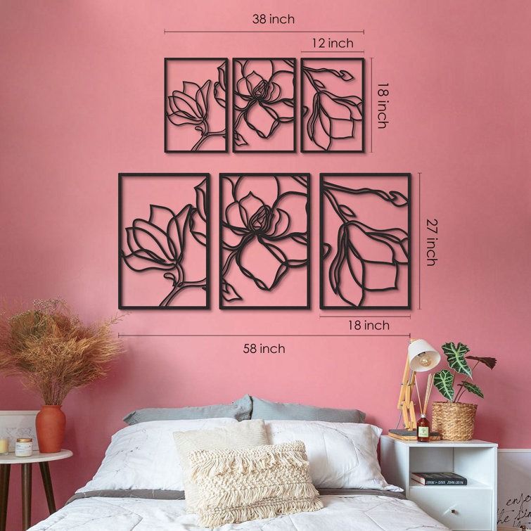 Metal Floral Wall Decor Set Piece Line Wall Art thumbnail 4