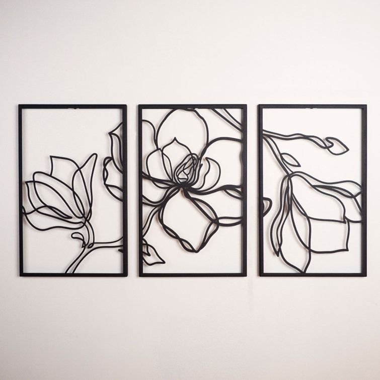 Metal Floral Wall Decor Set Piece Line Wall Art thumbnail 5