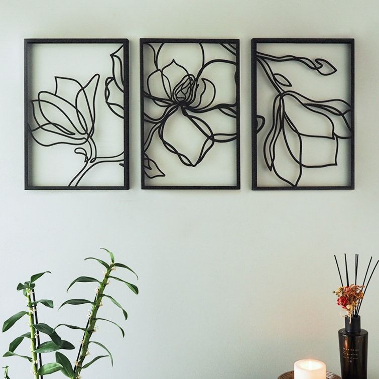 Metal Floral Wall Decor Set Piece Line Wall Art thumbnail 6