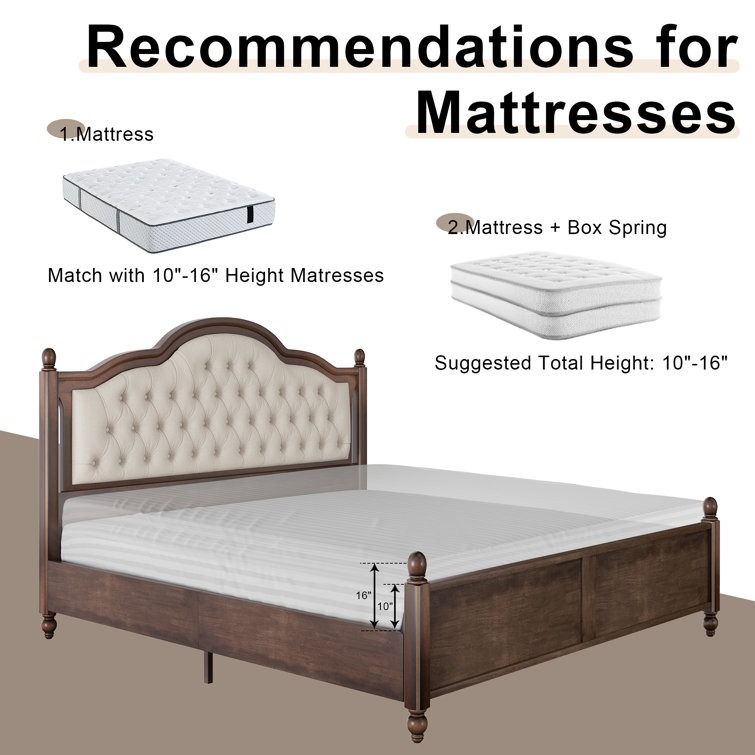Amilio Upholstered Bed Solid Wood Platform thumbnail 5