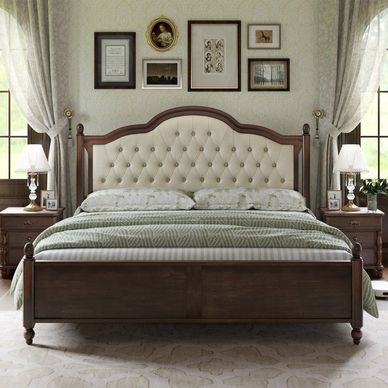 Amilio Upholstered Bed Solid Wood Platform thumbnail 6