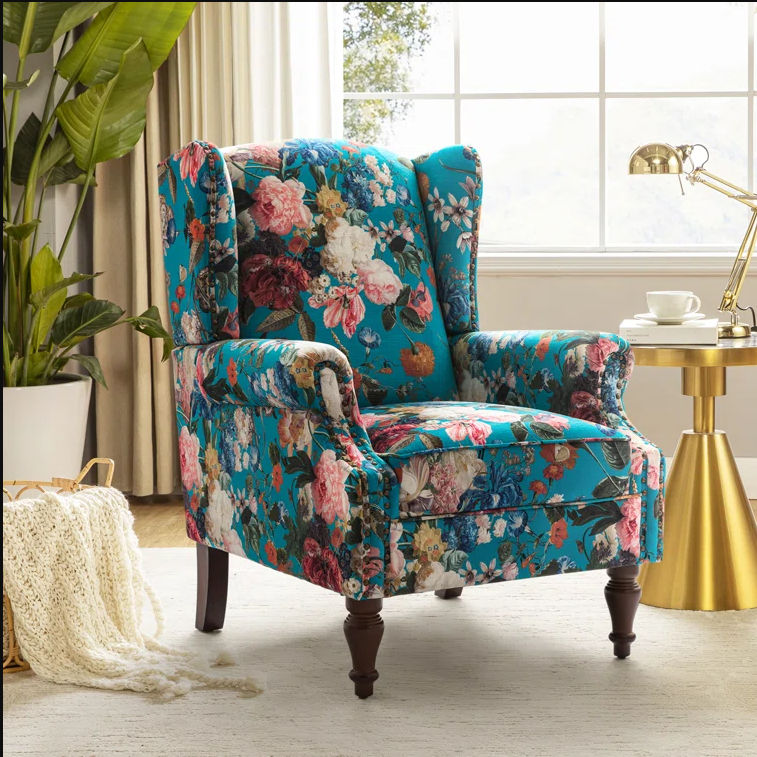 Anndi Floral Upholstered Wingback Accent Chair thumbnail 2