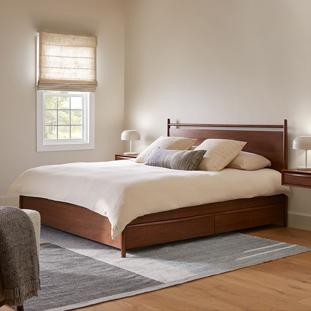 Lenia Panel Walnut King Storage Bed thumbnail 2