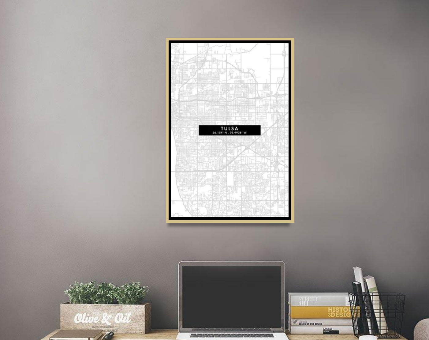 Tulsa City Map Minimal Style Canvas Print-18"x26" thumbnail 2
