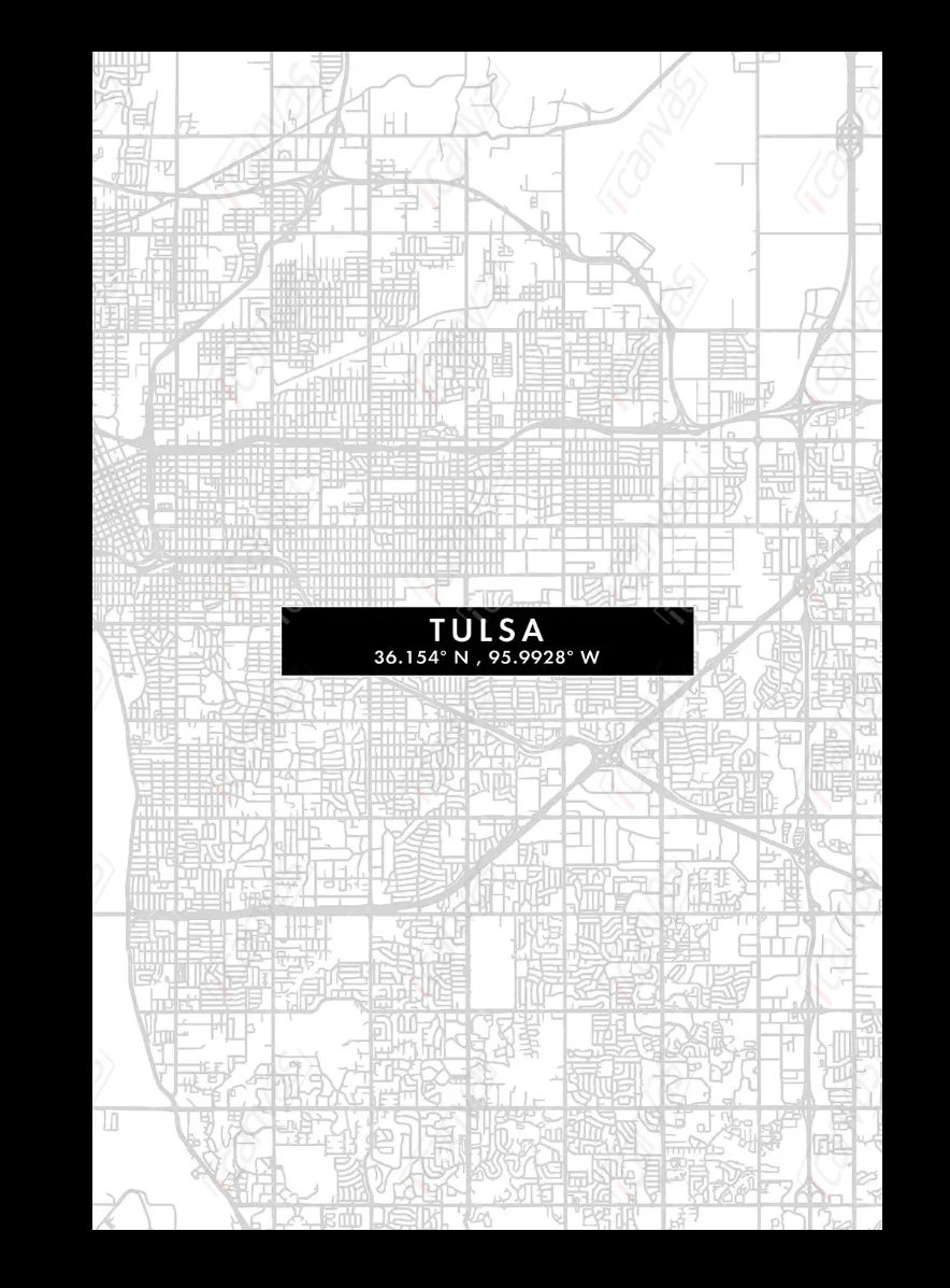 Tulsa City Map Minimal Style Canvas Print-18"x26" thumbnail 3