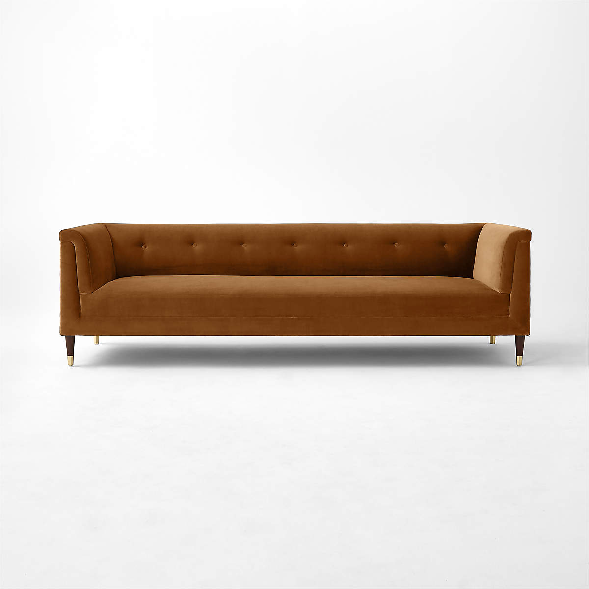Dorien Tufted Cognac Brown Velvet Sofa thumbnail 3