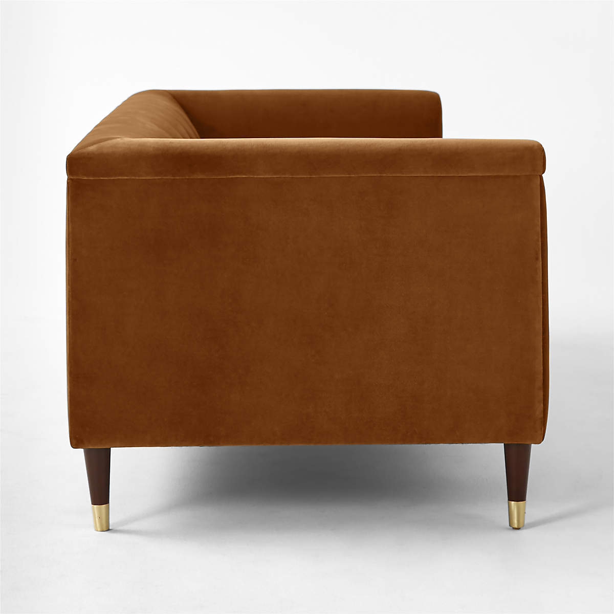 Dorien Tufted Cognac Brown Velvet Sofa thumbnail 4