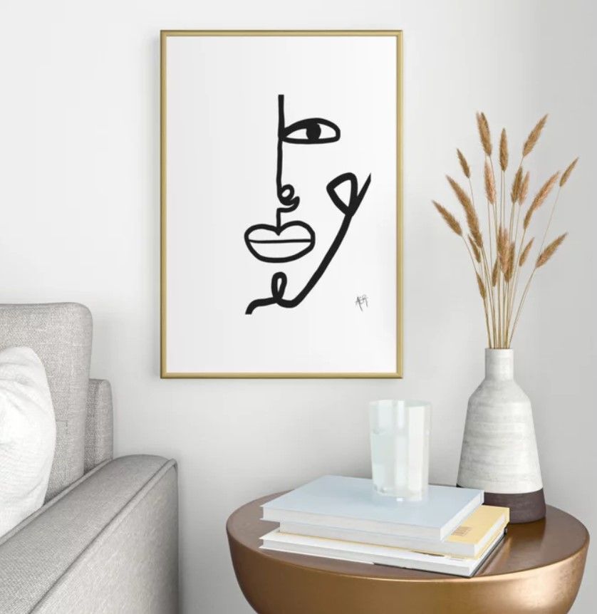 Two Line Face Framed Art Print thumbnail 2