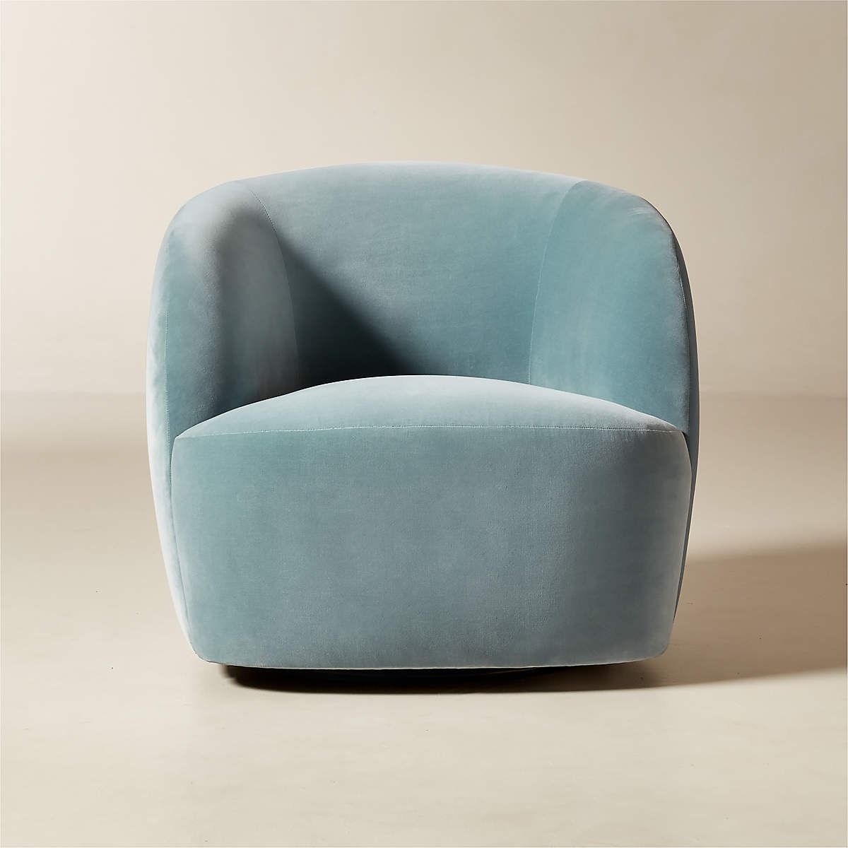 Gwyneth Light Blue Velvet Swivel Chair By Goop thumbnail 4