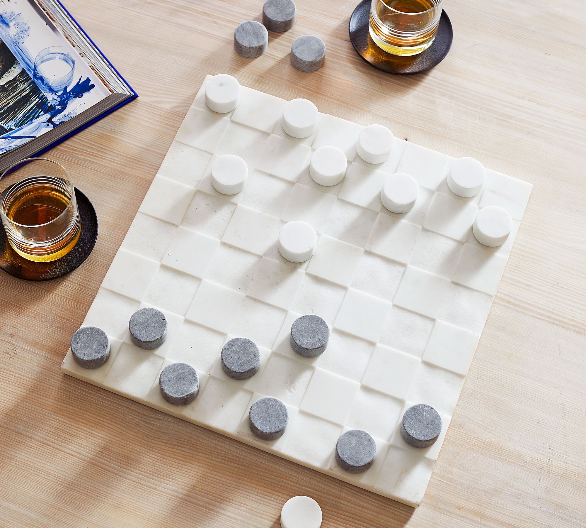 Handcrafted Marble Checkers Board Game thumbnail 2