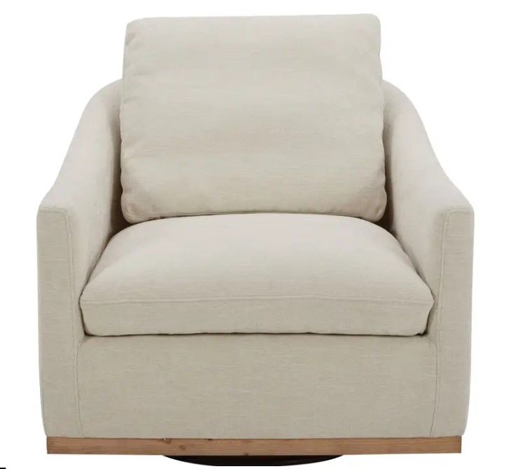 Linden swivel beige chair thumbnail 2