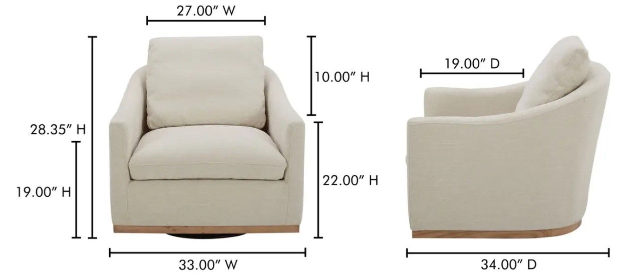 Linden swivel beige chair thumbnail 4