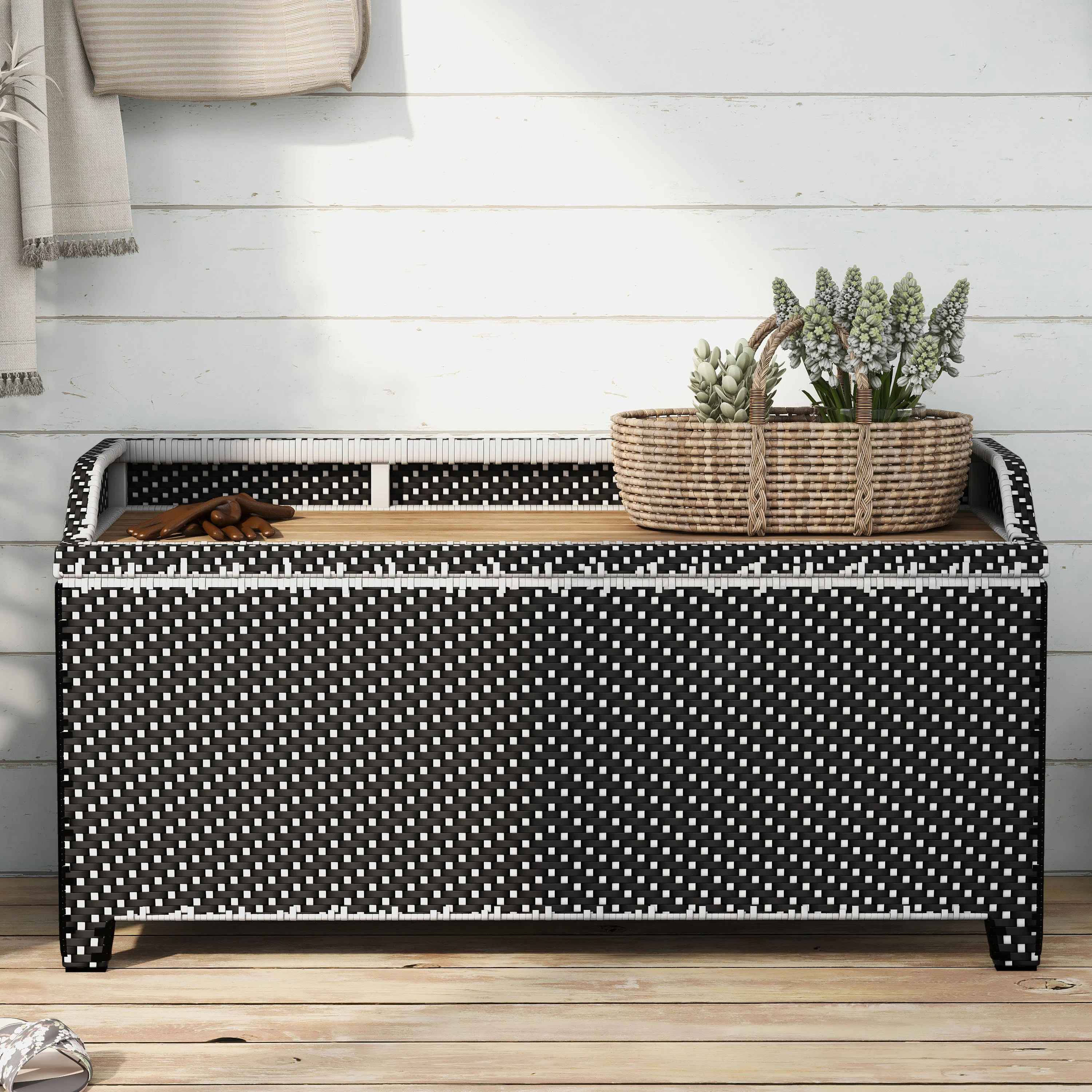 Angelah Wicker Outdoor Bench thumbnail 2
