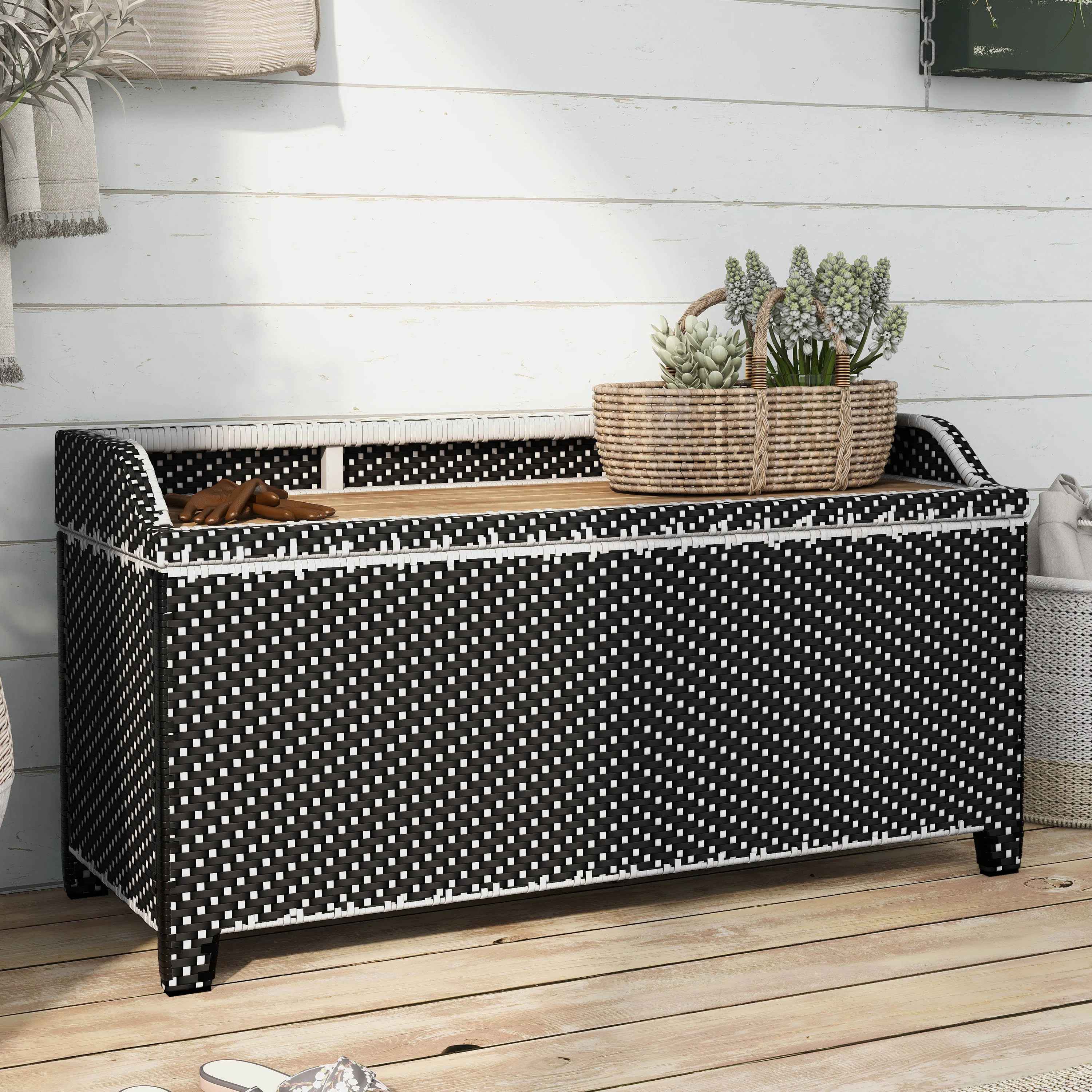 Angelah Wicker Outdoor Bench thumbnail 5