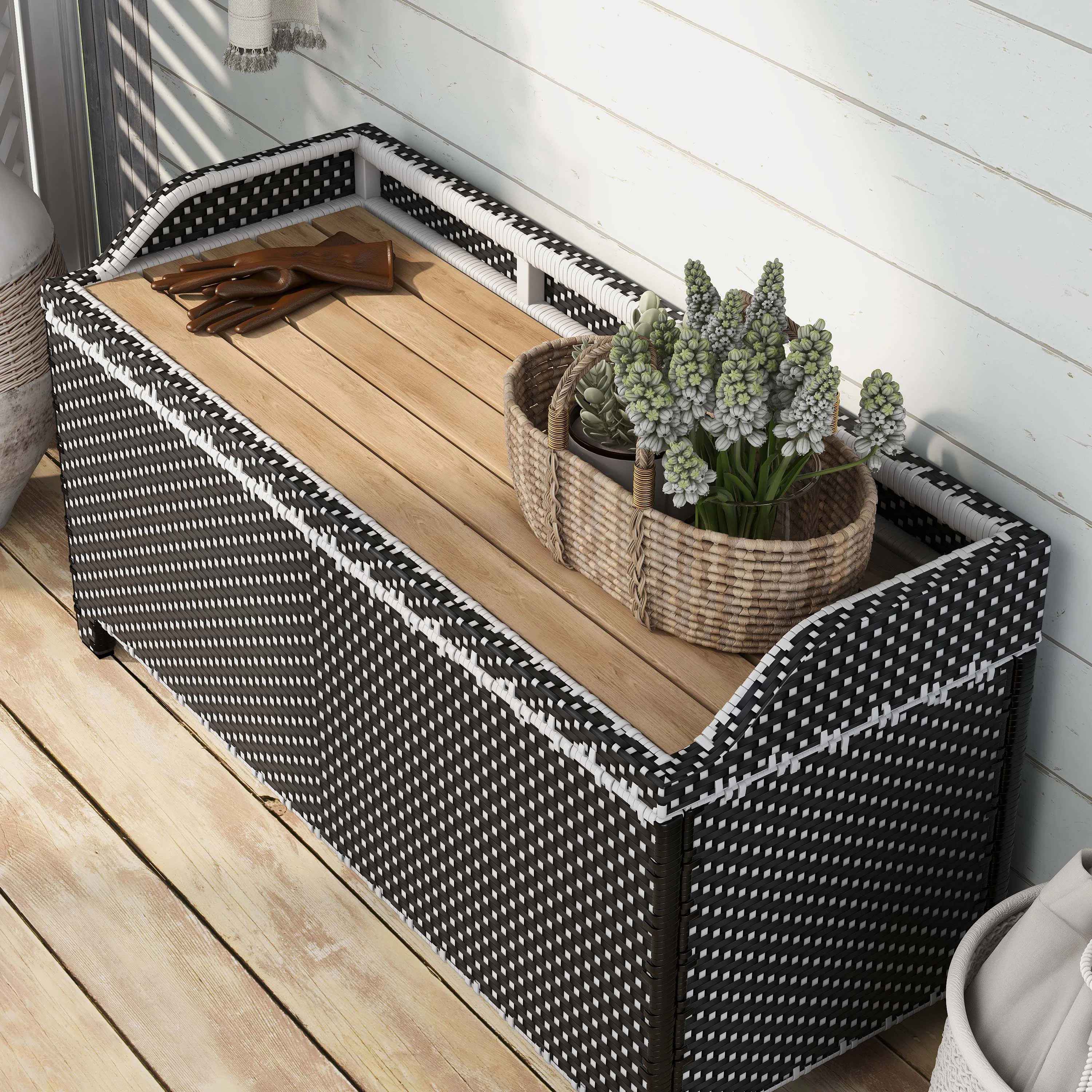 Angelah Wicker Outdoor Bench thumbnail 6
