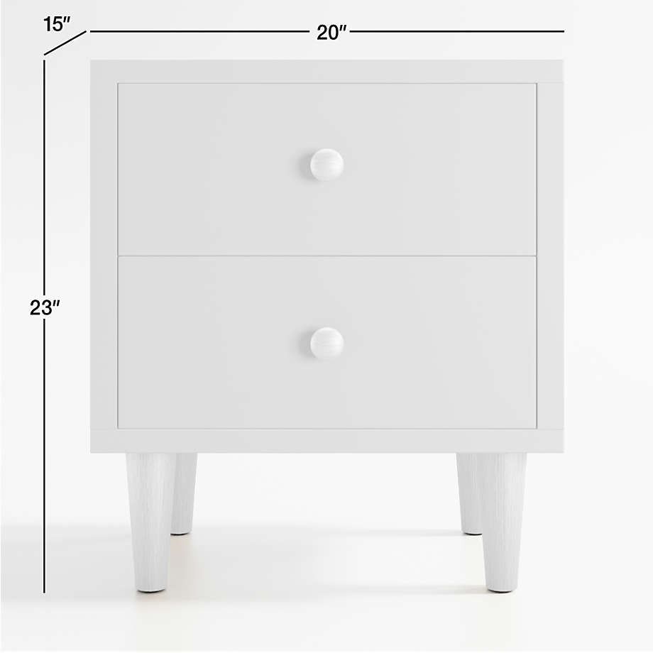 Finn White Wood 2 Drawer Kids Nightstand thumbnail 2