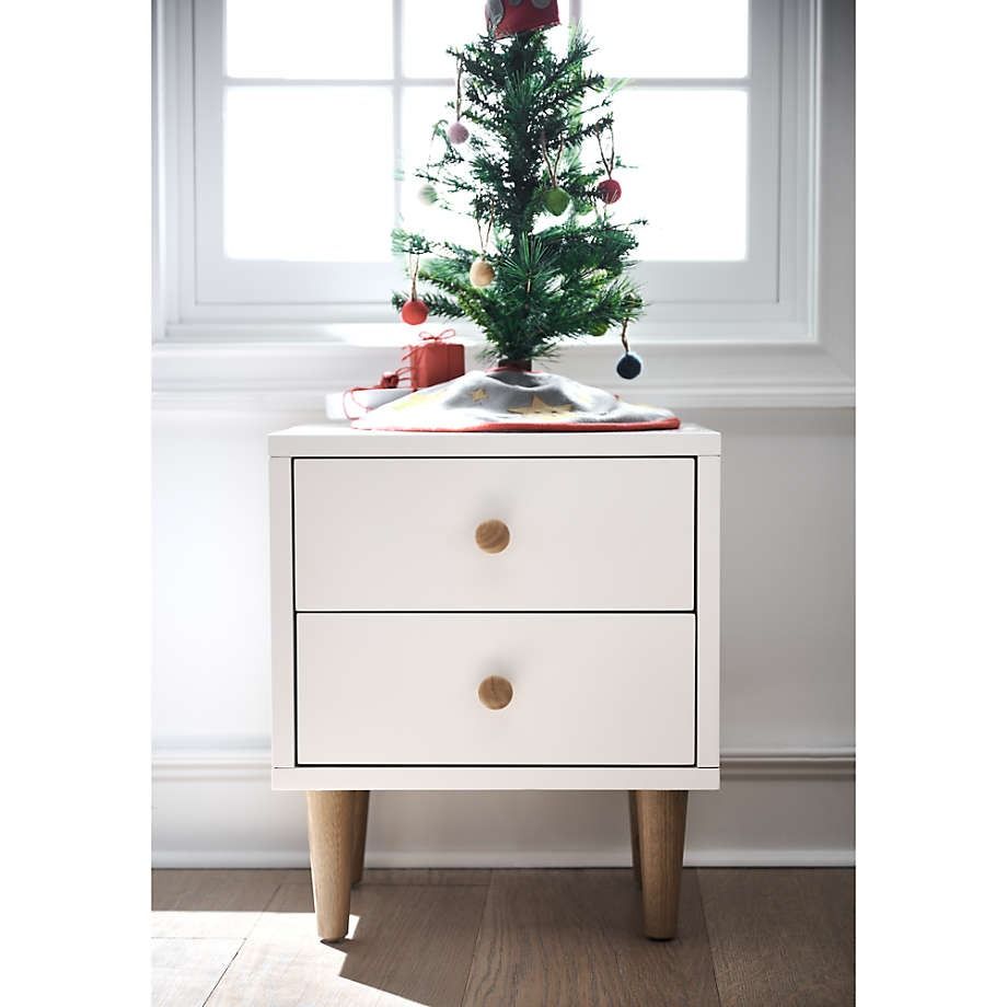 Finn White Wood 2 Drawer Kids Nightstand thumbnail 3