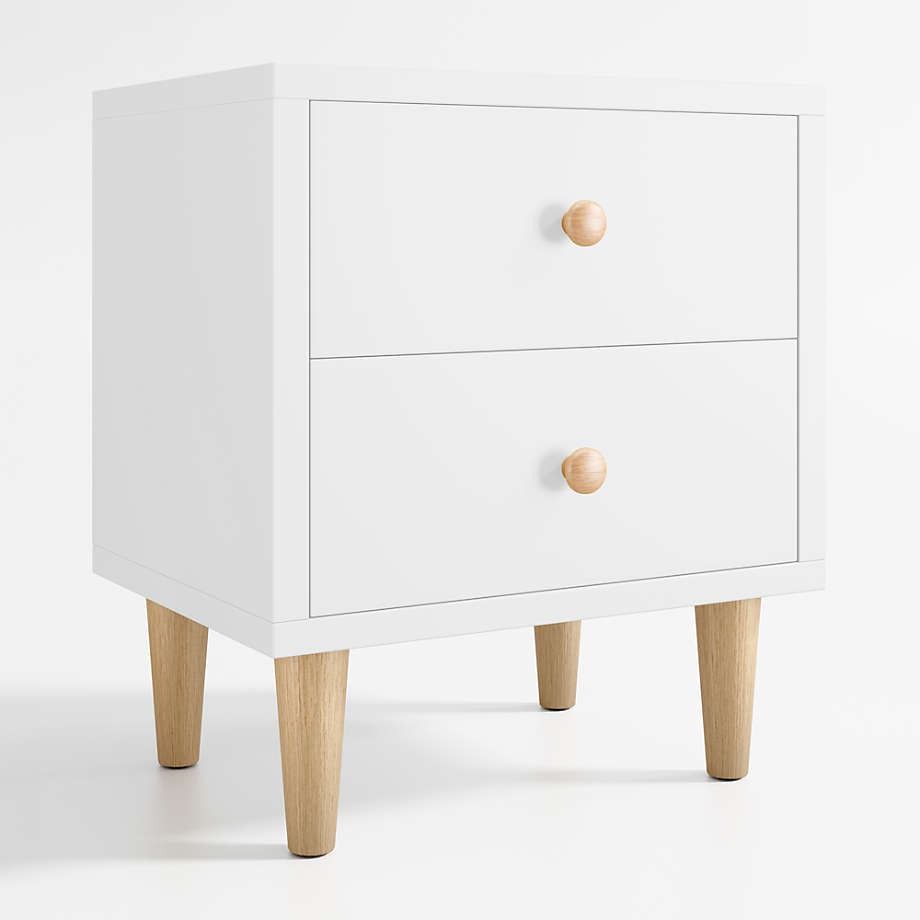 Finn White Wood 2 Drawer Kids Nightstand thumbnail 5