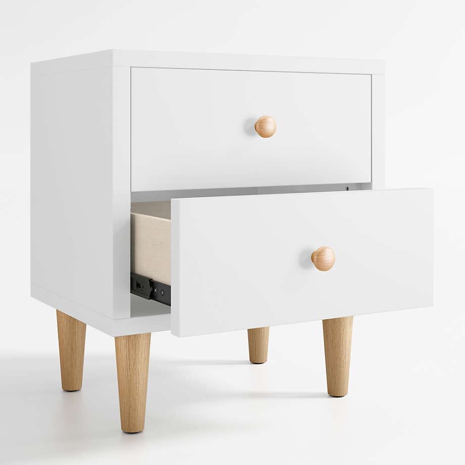 Finn White Wood 2 Drawer Kids Nightstand thumbnail 6