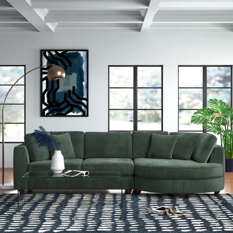 Atossa 2 Piece Corduroy Sectional thumbnail 2