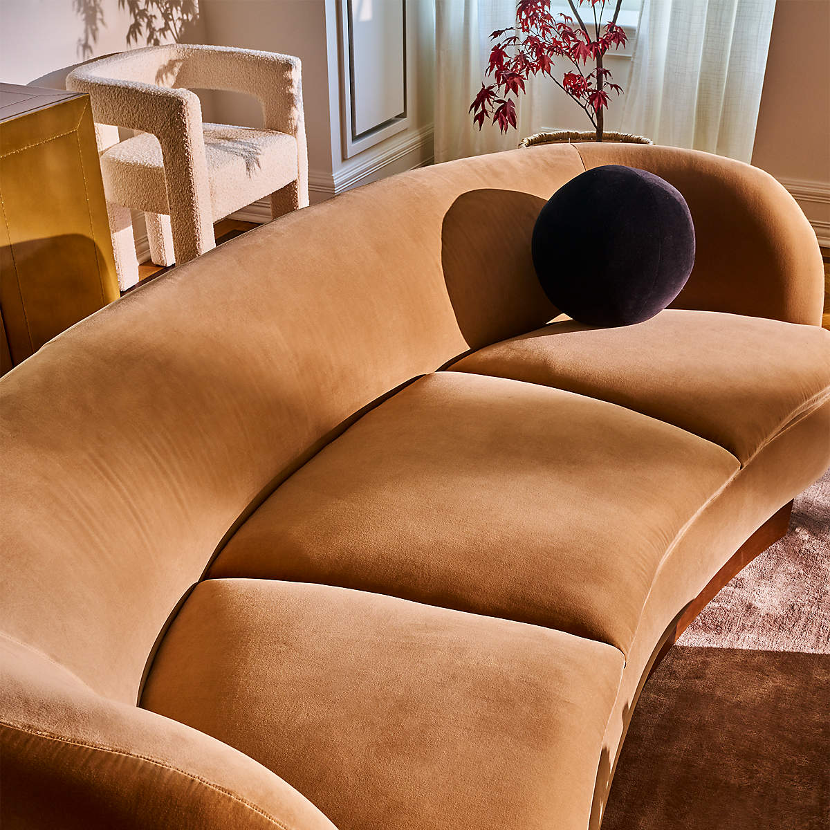Muir Camel Velvet Curved Sofa thumbnail 5