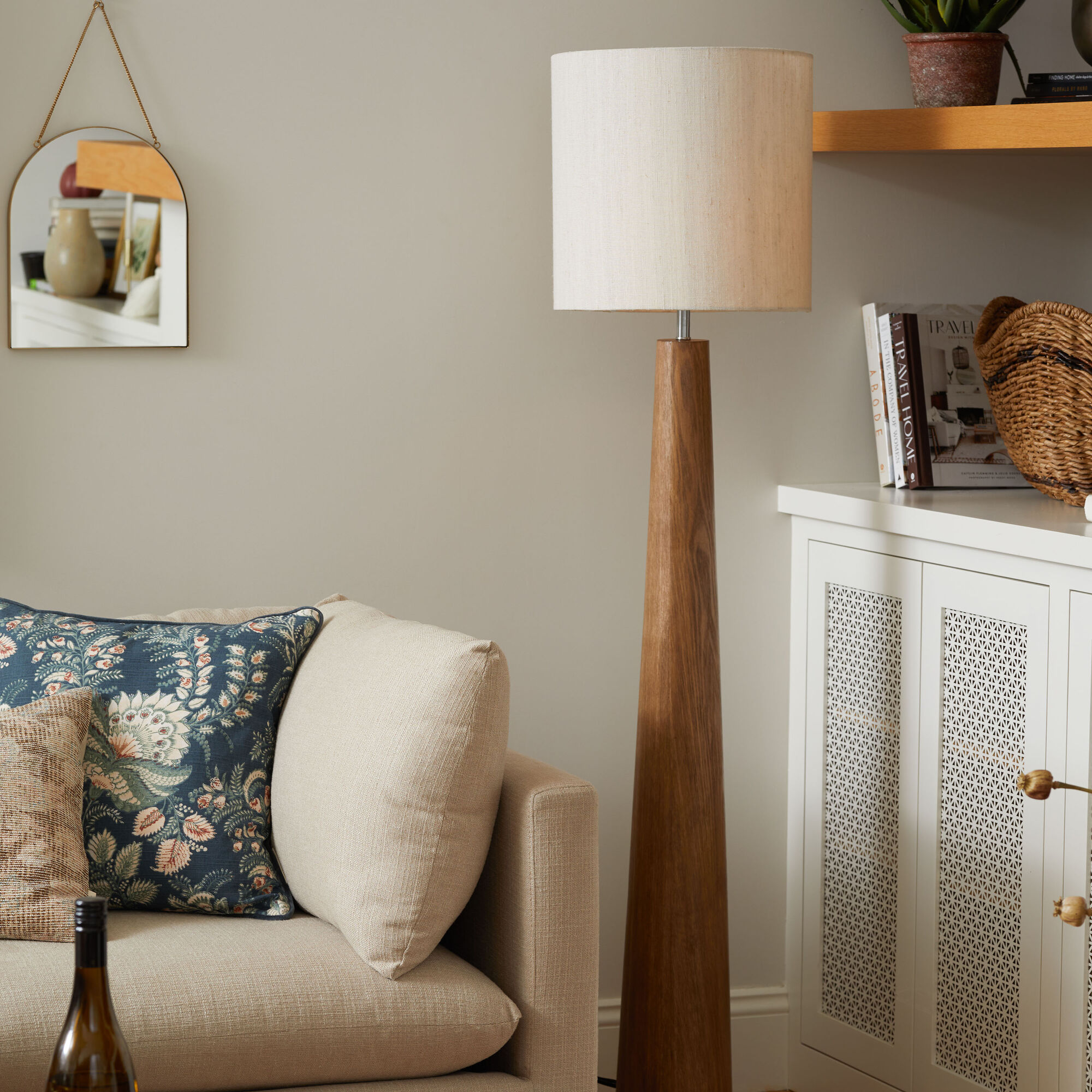 Yarra Faux Wood and Jute Tapered Floor Lamp thumbnail 2