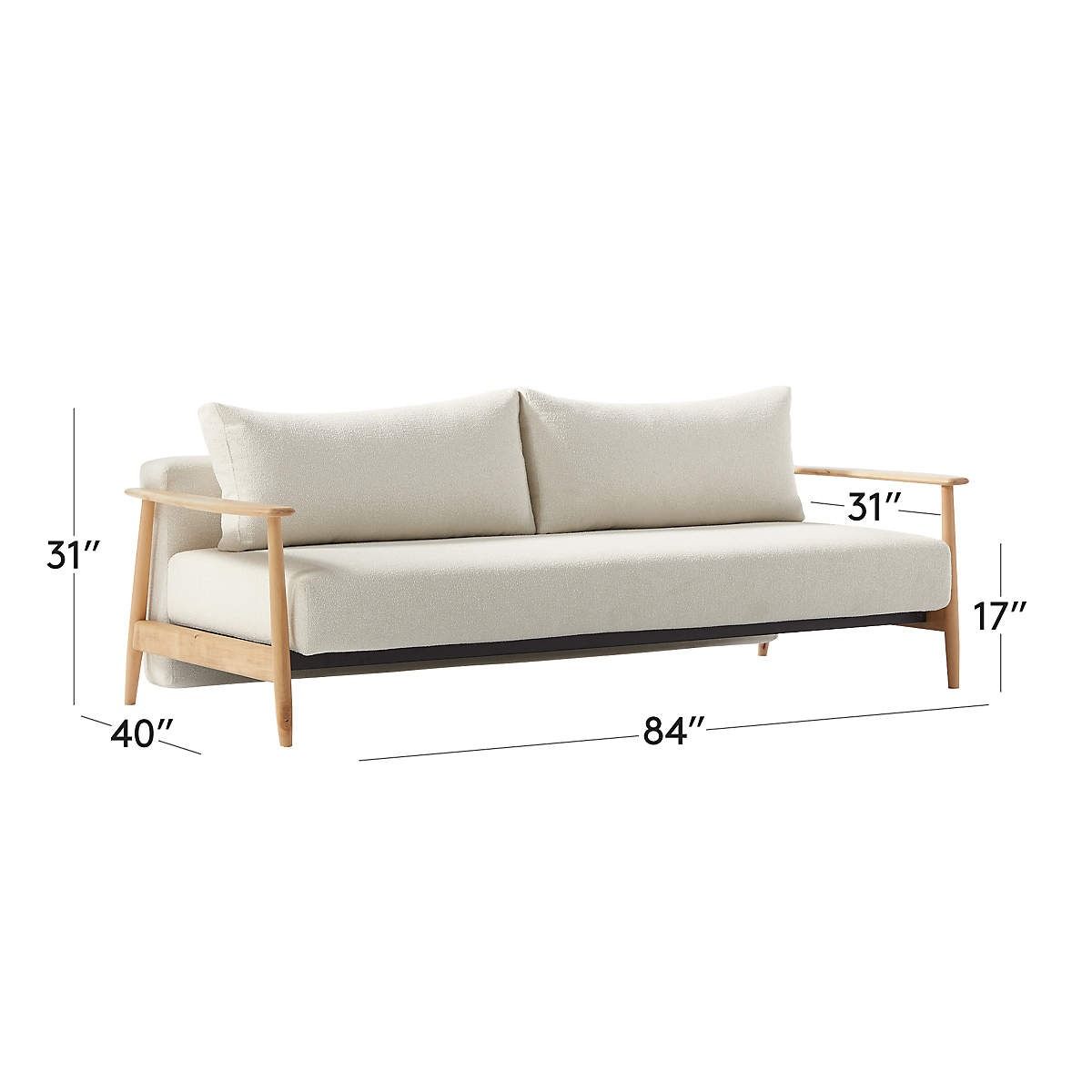 Una 84 Ivory Boucle Sleeper Sofa thumbnail 5