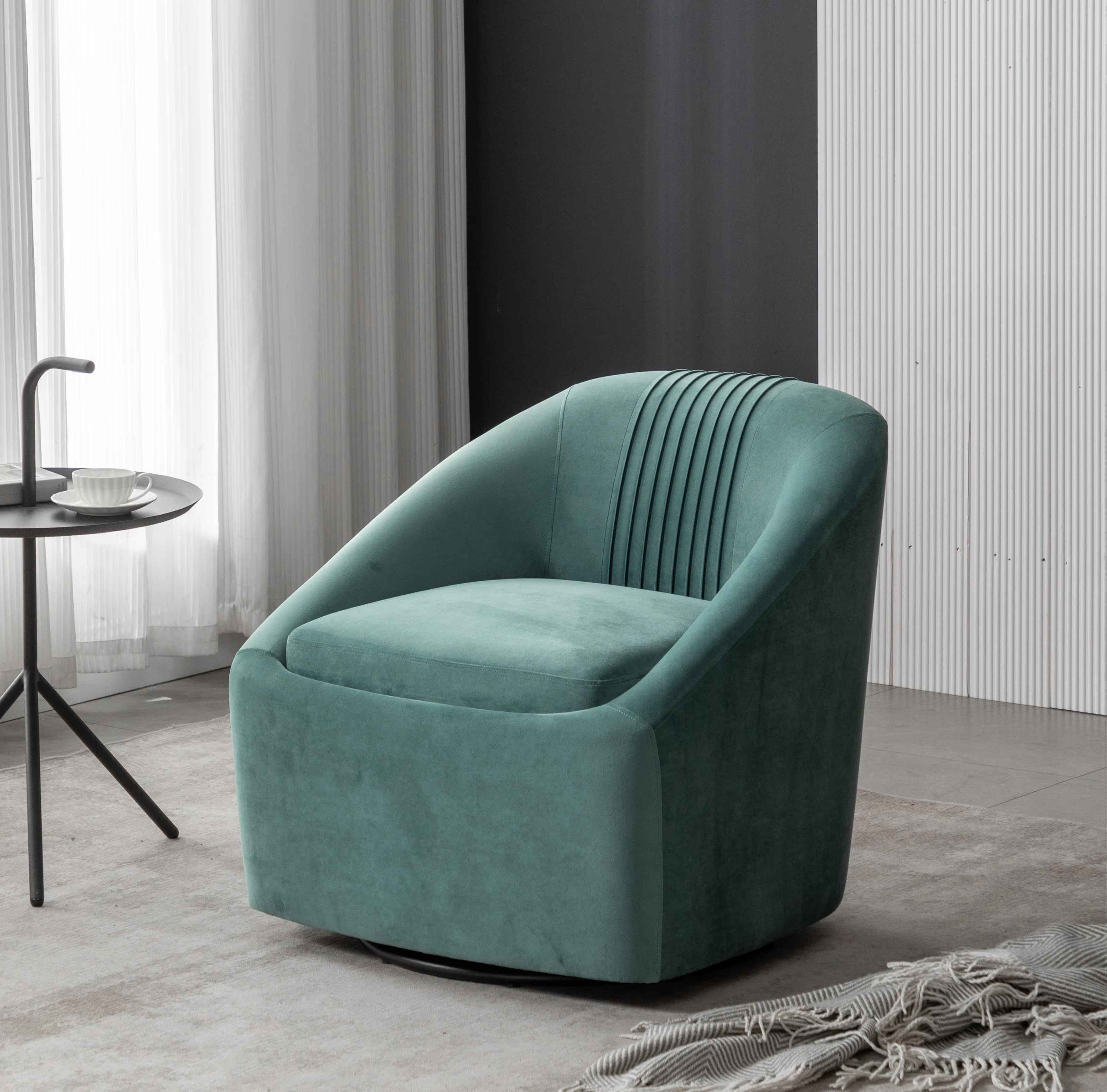 Arrun Velvet Swivel Barrel Chair-Set of 2 thumbnail 2