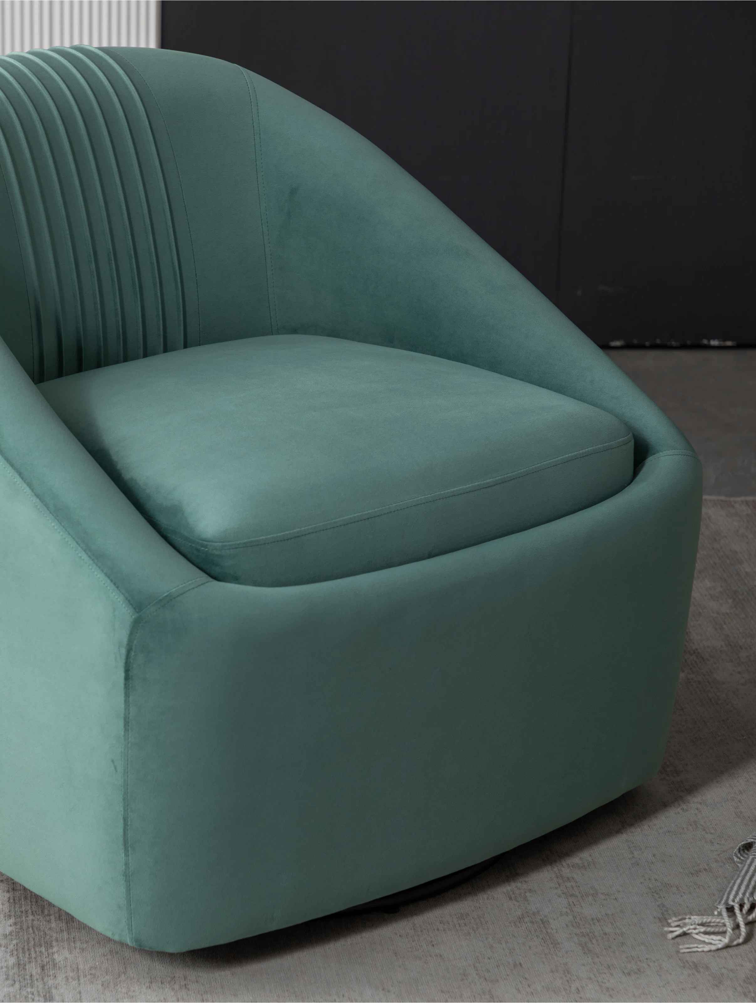Arrun Velvet Swivel Barrel Chair-Set of 2 thumbnail 4