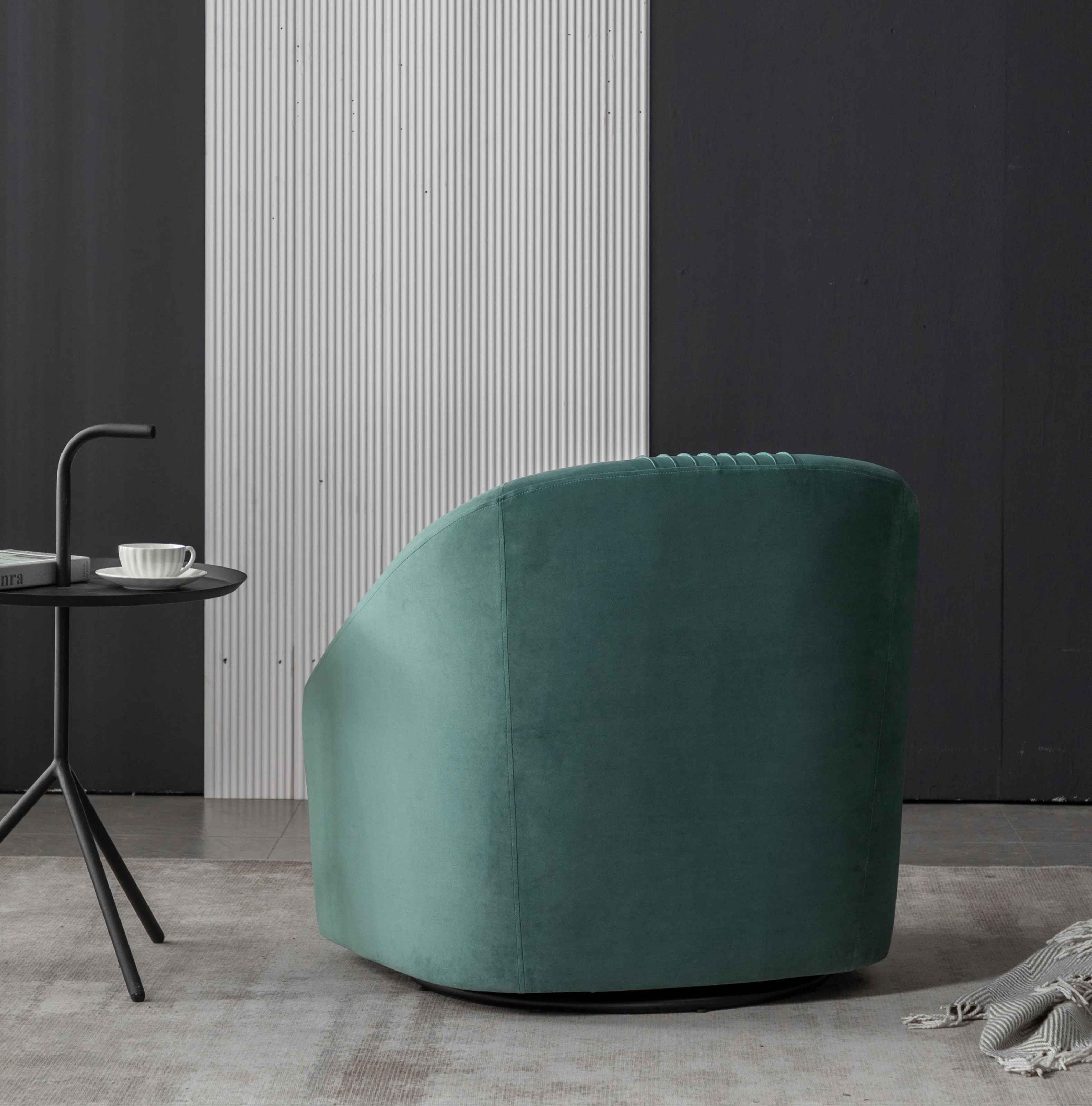Arrun Velvet Swivel Barrel Chair-Set of 2 thumbnail 5